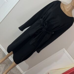 🎆Eloquii Maxi Dress Women’s Size 28 Black Stretch Long Sleeve Waist Tie
